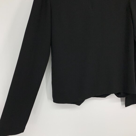 WAYF Top Black Long Sleeve Keyhole Choker V Neck Wrap Front Blouse - Picture 11 of 11